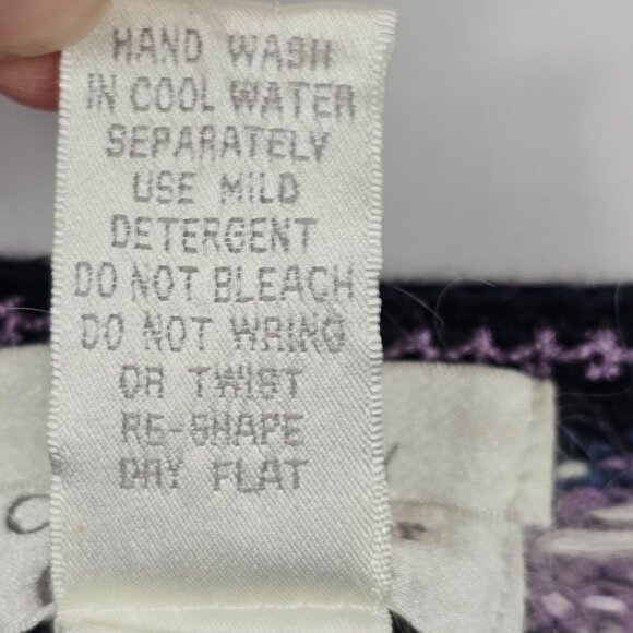 Womens M Cardigan Sweater Hand Embroidered Ramie Knit Nordic Grannycore Warm - Picture 8 of 15